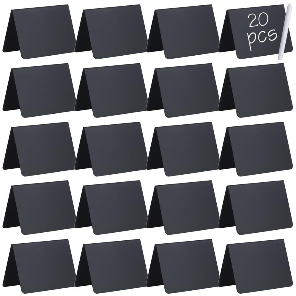 20 Pack 4"x3" Mini Chalkboard Signs for Food Buffet Party, Tabletop